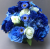 Pot for memorial vase with artificial blue roses