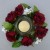Candle ring with artificial dark red roses & blossom