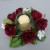Candle ring with artificial dark red roses & blossom