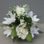 Centerpiece for wedding table with artificial ivory roses & lilies & gyps