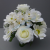 Cemetery pot with artificial ivory roses cosmos and hydrangea