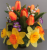 Artificial Flower grave pot with yellow daffodils and lily of valey