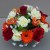 Artificial Flower pot with red cream roses and orange gerberas
