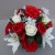 Artificial Flower grave pot with red roses and ivory lillies