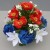 Pot for memorial vase with artificial red poppies & white carnations