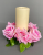 Candle ring with artificial large-pink roses and blossom
