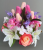 Cemetery pot with artificial pink-cream roses ivory lilies and tulips