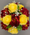 Cemetery pot with artificial  Red Peonies and Yellow roses