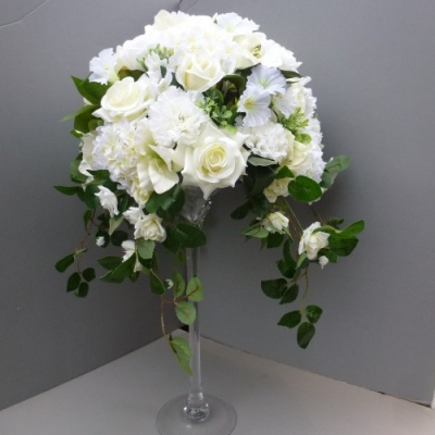Artificial Flower Ivory /White Wedding Martini Vase Centerpiece