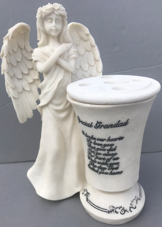 Memorial Vase with Angel Artificial Flower Studio